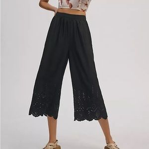 Anthropologie Wide-Leg Eyelet Crop Pants